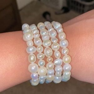 Honora stretch pearl bracelets, set of 5